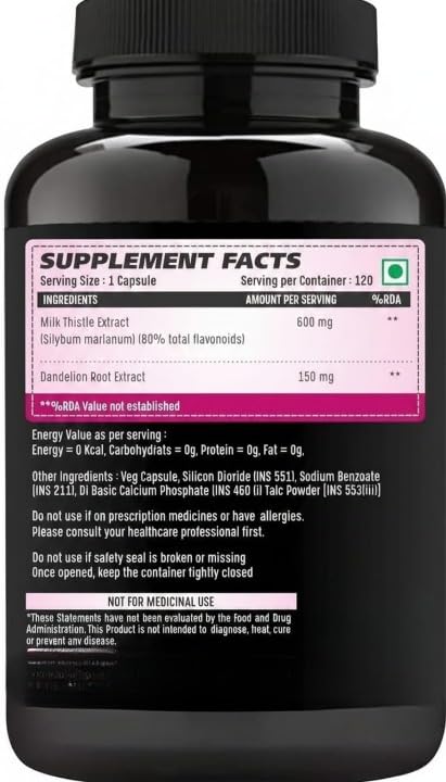 Generic Milk Thistle with Dandelion Root Extract Liver Support - 120 Capsules - image 2