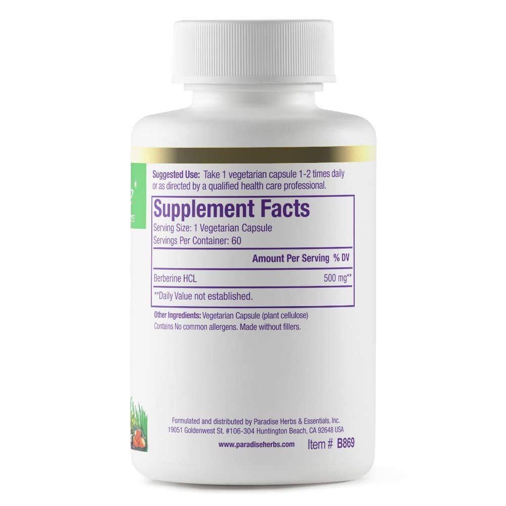 Paradise Herbs Berberine Extract 500 mg - 60 Capsules - image 7