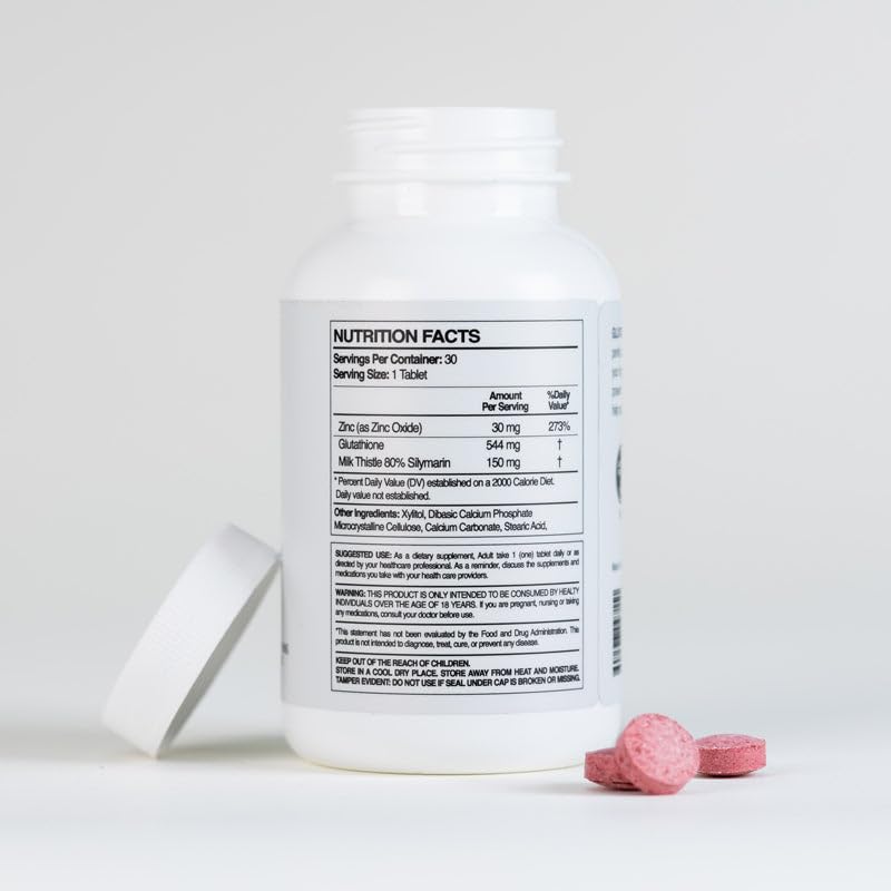 Paleolf Premium Glutathione + Milk Thistle + Zinc -30 Chewable Tablets