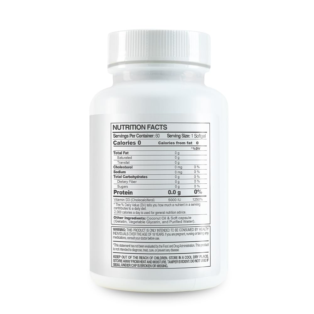 Paleolf Vitamin D3 5000 IU with Coconut Oil - 120 Softgels - image 2
