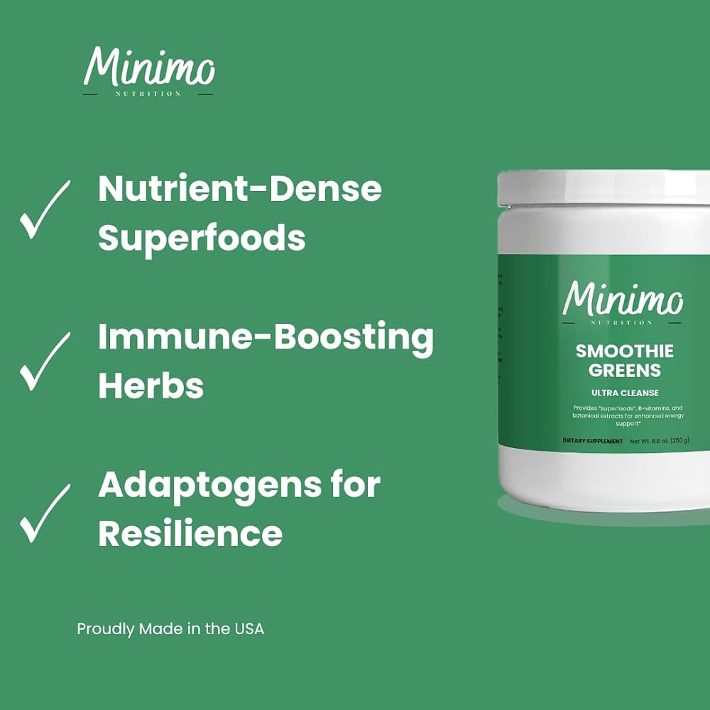 Minimo Nutrition Ultra Cleanse Smoothie Greens Powder - 50 Servings - image 2