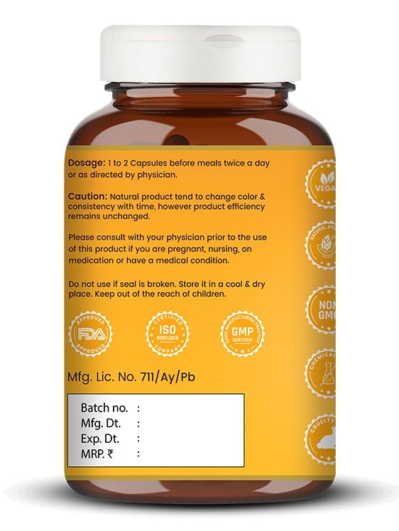 VEDIKROOTS Curcumin Capsules - Antioxidant Properties