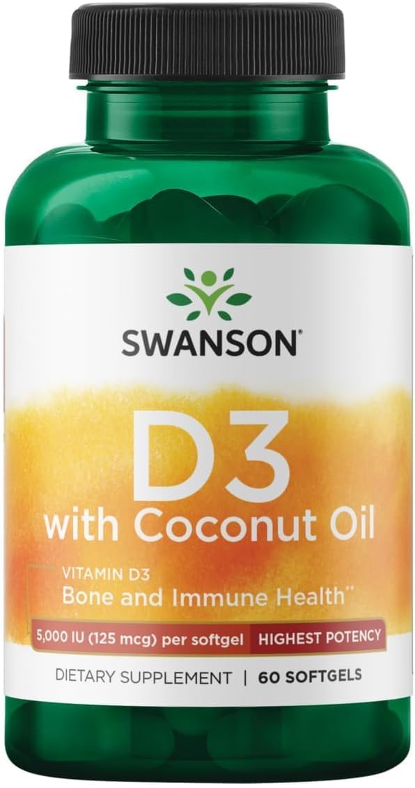 Swanson High Potency Vitamin D-3 w/Coconut (60 Softgels)