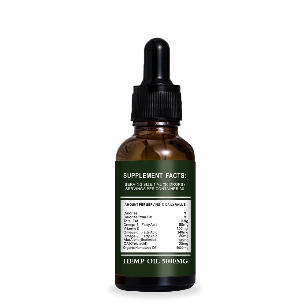 RANDEX 5000mg Organic Cold-Pressed Hemp Oil - Rich in Omega 3-6-9 - image 9