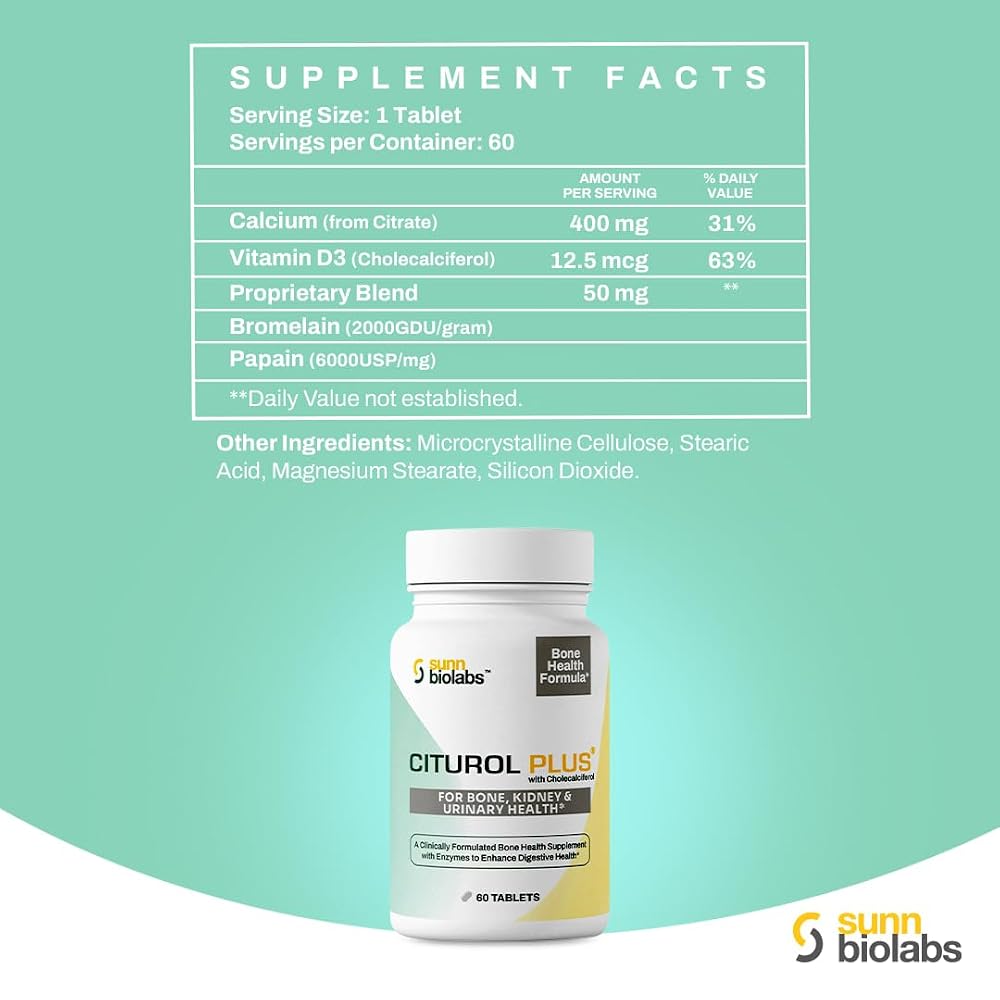 SUNN BIOLABS Citurol Plus Bone Health Supplement - 60 Tablets - image 2