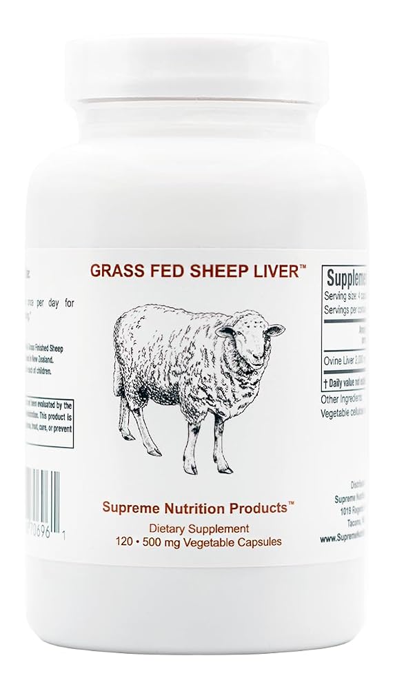 Supreme Nutrition Grass Fed Sheep Liver, 120 Pure Ovine Liver Capsules