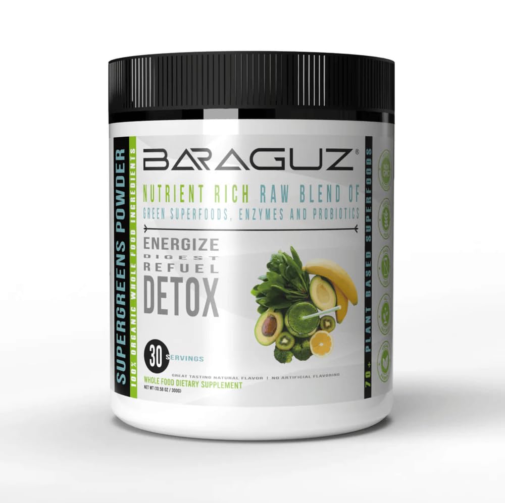 BARAGUZ SLIMT Green Superfoods Powder with Digestive Enzymes - 30 Servings