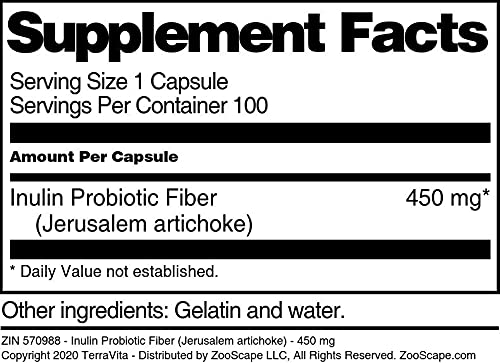 Terravita Inulin Probiotic Fiber Jerusalem Artichoke - 100 Capsules - image 4