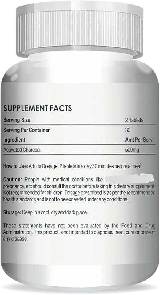 Generic Activated Charcoal 500mg Digestive Support - 60 Tablets - image 2