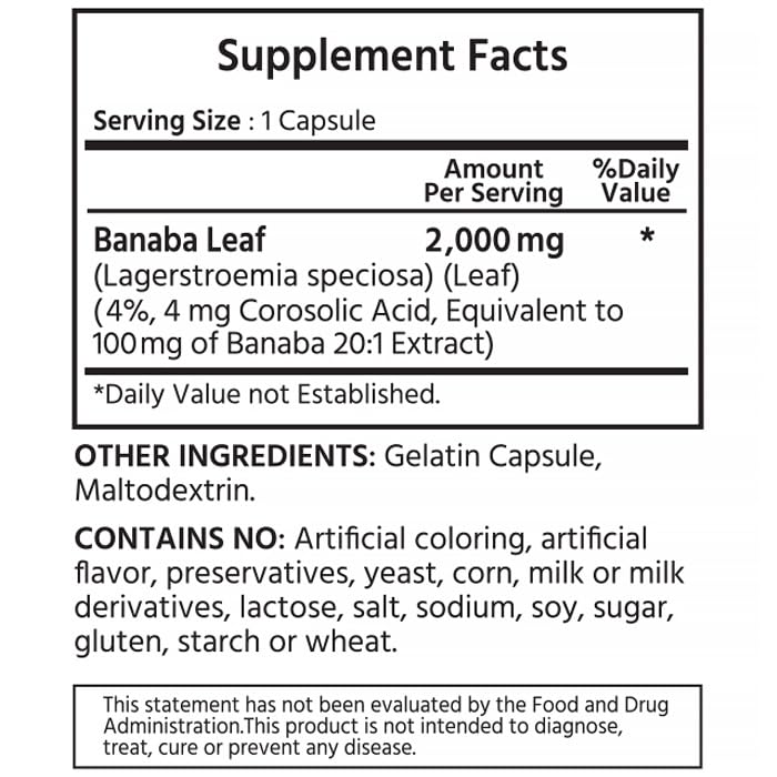 ML Naturals Banaba 2,000mg - 240 Vegetable Capsules - image 2