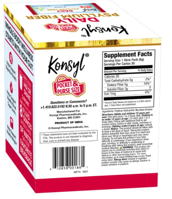 Konsyl Daily Psyllium Fiber Powder - 30 Sticks - image 2