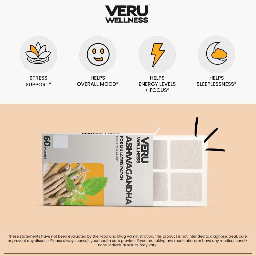 Veru Wellness Ashwagandha Patches Stress & Mood Support - 60 Count - image 2