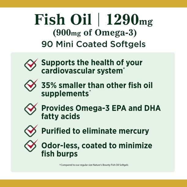 Nature's Bounty Fish Oil 1290 mg Mini Softgels - 270 Count - image 7