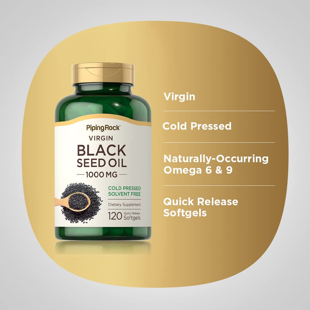 Piping Rock Black Seed Oil 1000mg - 120 Softgels - image 4