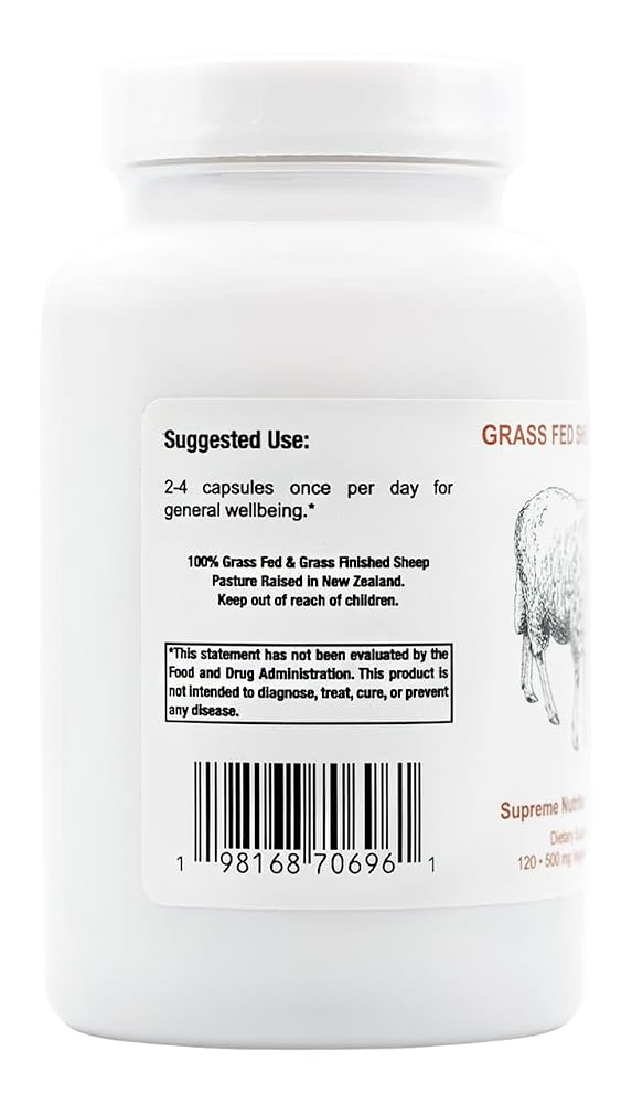 Supreme Nutrition Grass Fed Sheep Liver, 120 Pure Ovine Liver Capsules