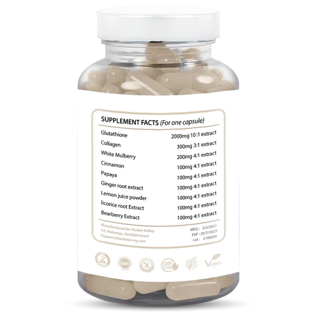 Herbal-avRay Glutathione Skin Whitening Capsules - 90 Vegan Capsules - image 7