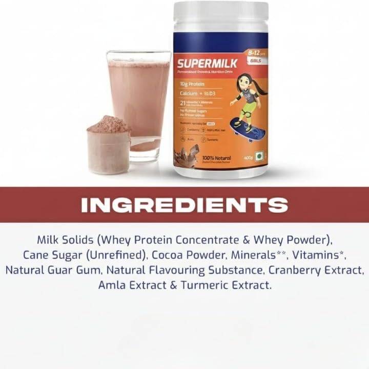 Goldy SuperMilk 8-12y Girls Protein Powder for Growth - 400 g - image 2