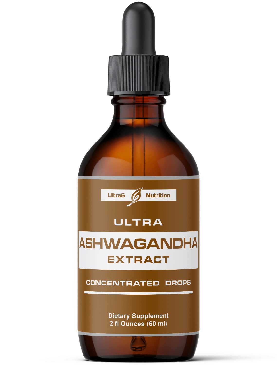 Ultra6 Nutrition Ashwagandha Liquid Drops with Rhodiola - 2 Fl Oz
