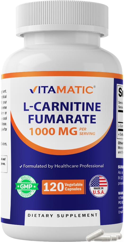 Vitamatic L-Carnitine Fumarate 1000 mg - 120 Vegetable Capsules