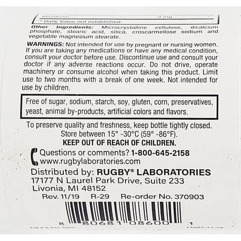 Rugby Laboratories Melatonin 3 MG Sleep Support - 60 Tablets - image 3