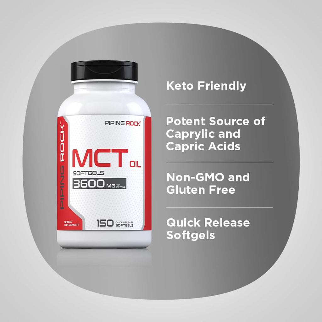 Piping Rock MCT Oil Softgel Capsules 3600mg - 150 Softgels - image 4