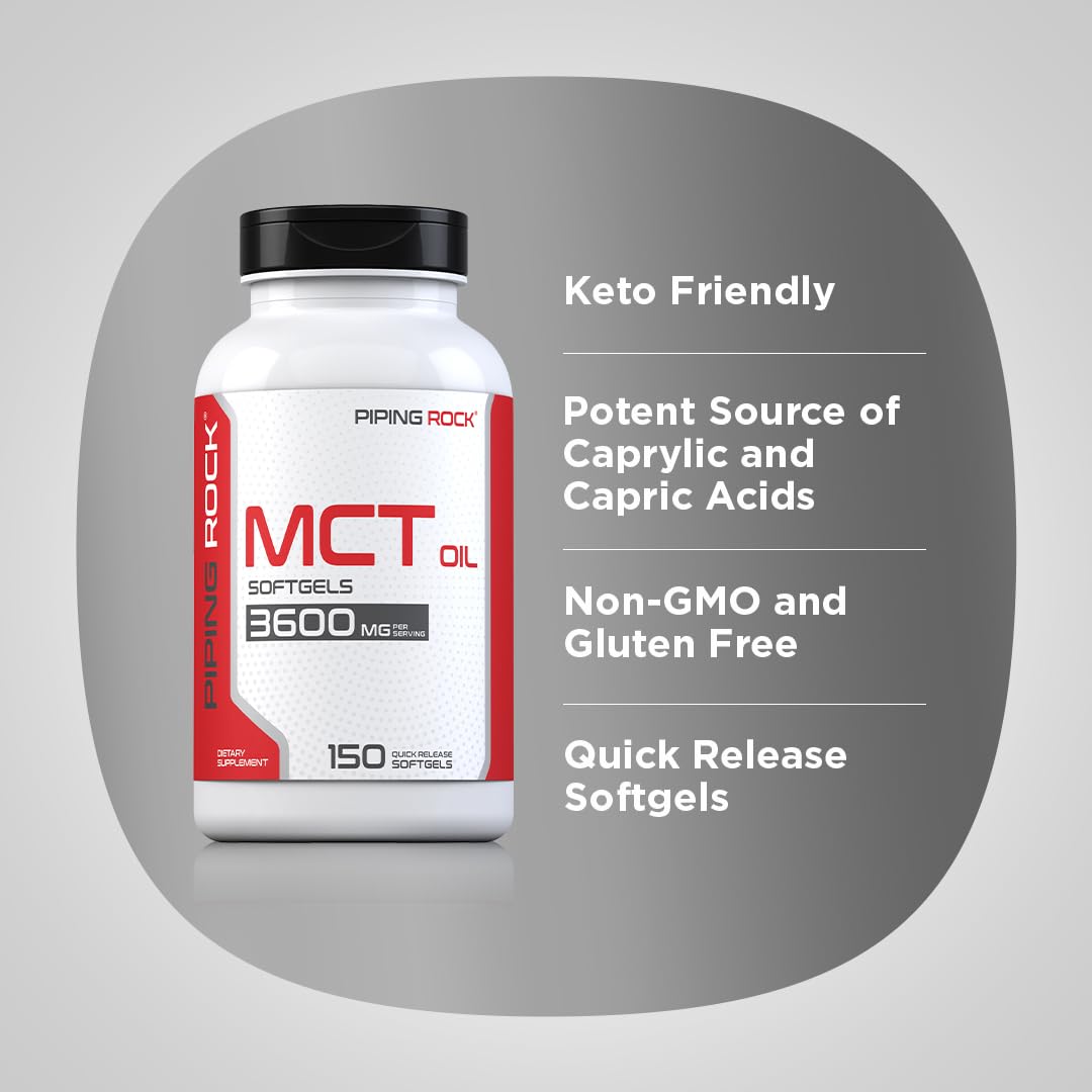 Piping Rock MCT Oil Softgel Capsules 3600mg - 150 Softgels - image 4