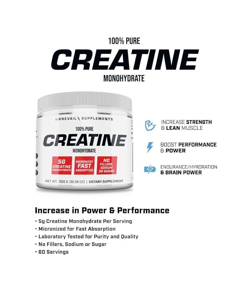 I-Prevail Supplements 100% Pure Creatine Monohydrate Powder - 60 Servings - image 3