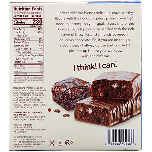 thinkThin Protein Bars Brownie Crunch High Protein - 10 Count - image 2