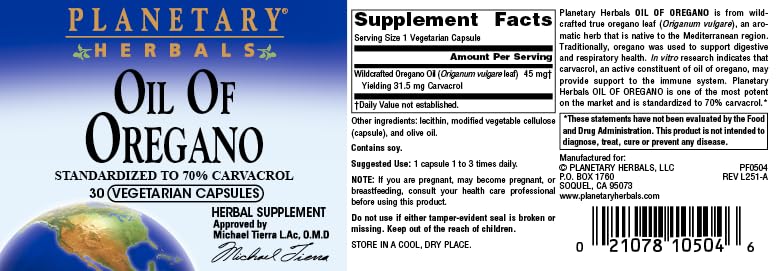 Planetary Herbals Oil of Oregano - 30 Vegetarian Capsules - image 5