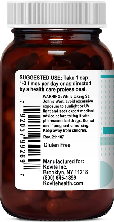 Kovite Organic St. John's Wort 500 mg - 90 Vegetable Capsules - image 3