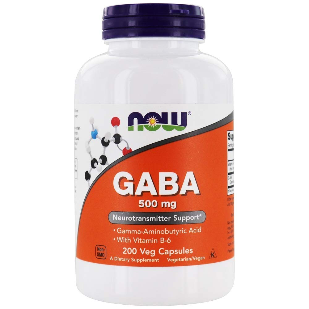 NOW Foods GABA with Vitamin B6 500 mg - 200 Vegetable Capsules
