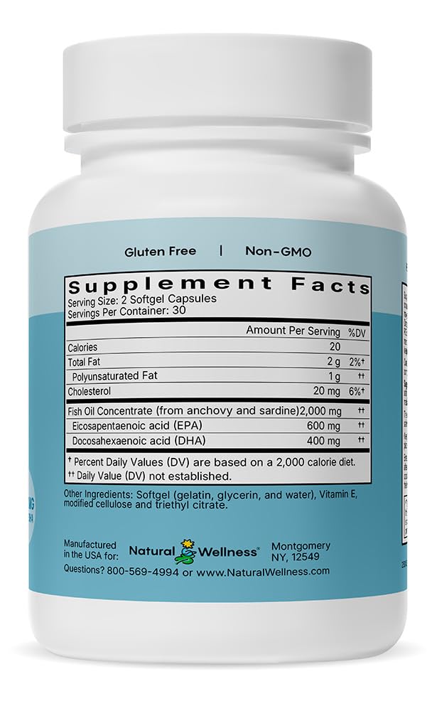 Natural Wellness Super Omega-3 Fish Oil 600mg EPA 400mg DHA - 60 Softgels - image 8