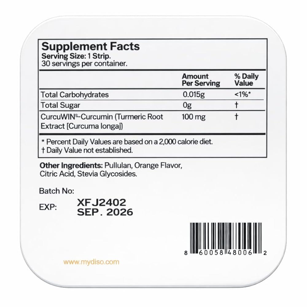 DISO Curcumin Fast-Dissolving Turmeric Oral Strips - 30 Strips - image 3