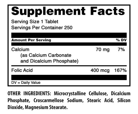 Amazing Formulas Folic Acid (Vitamin B9) 400 mcg
