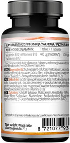 APOLLO'S HEGEMONY Adenosylcobalamin Vitamin B12 - 120 Tablets - image 6