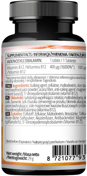 APOLLO'S HEGEMONY Adenosylcobalamin Vitamin B12 - 120 Tablets - image 6