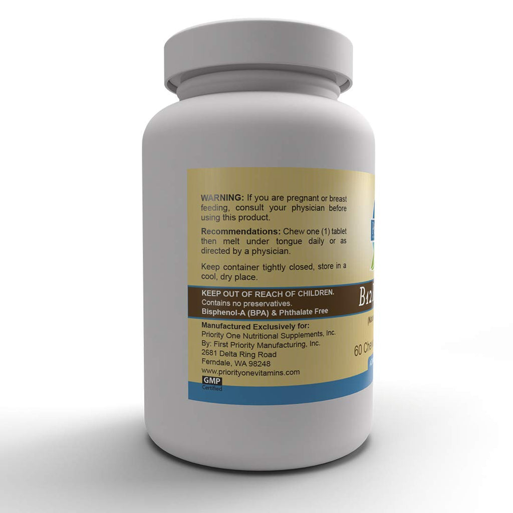 Priority One Vitamins B12 Rapid Shot Methylcobalamin 5000mcg - 60 Tablets - image 3