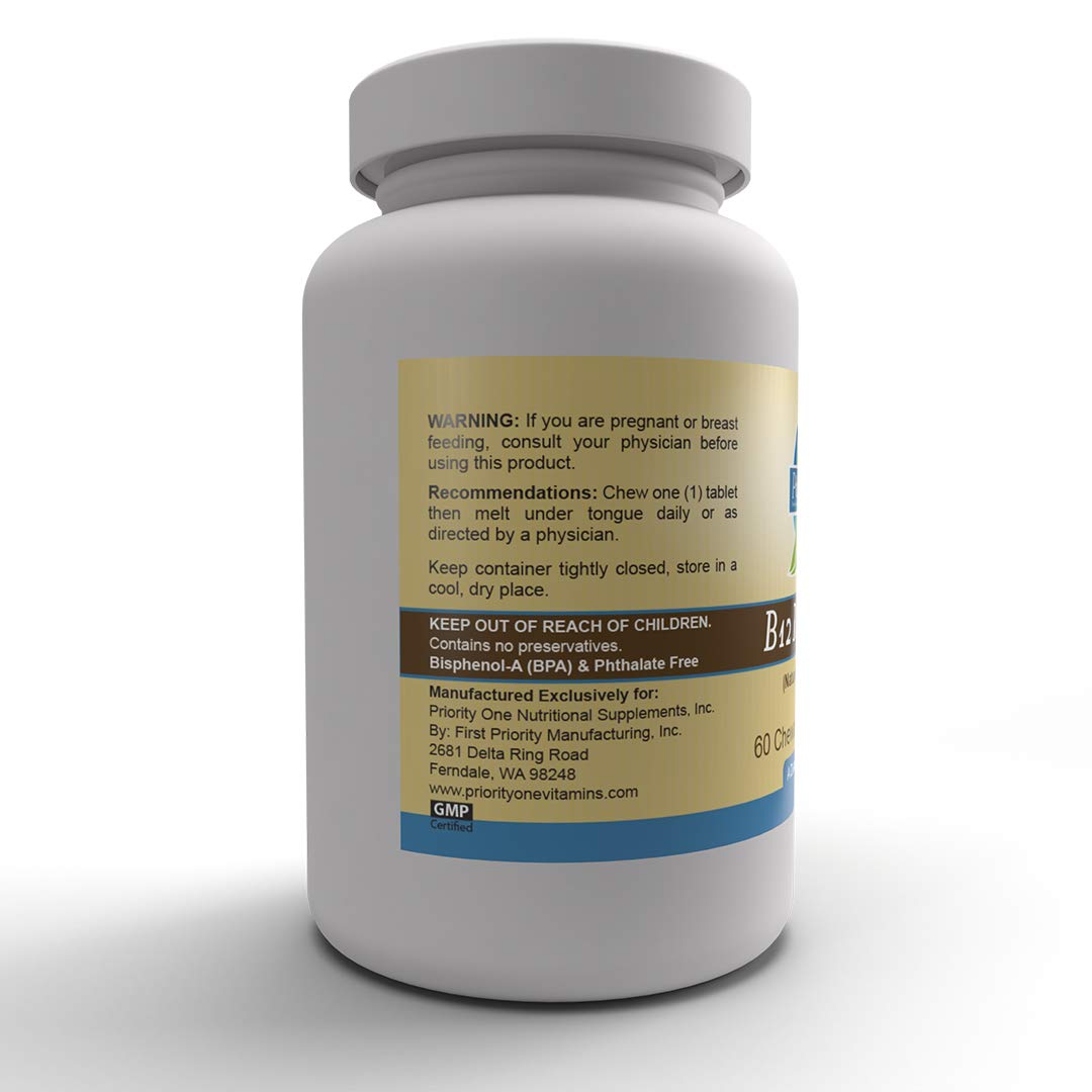 Priority One Vitamins B12 Rapid Shot Methylcobalamin 5000mcg - 60 Tablets - image 3