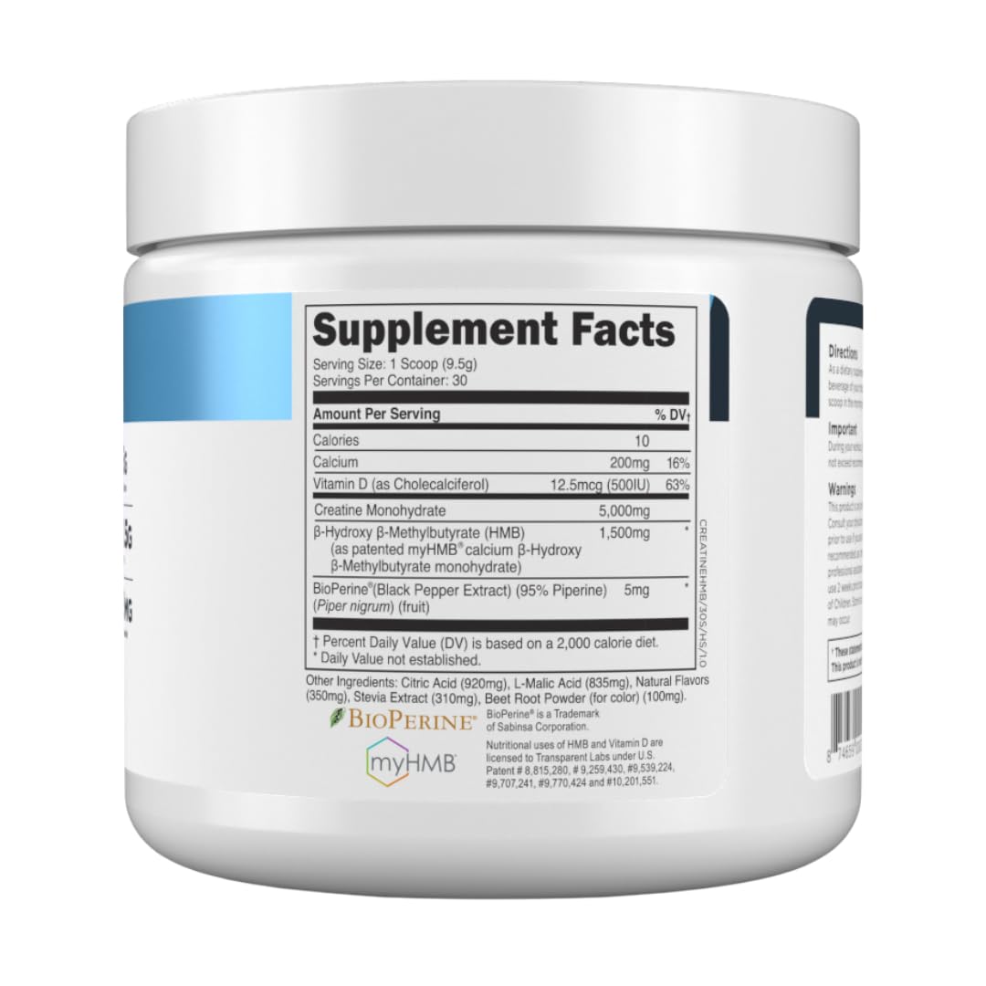 Transparent Labs Creatine HMB - Creatine Monohydrate Powder with HMB
