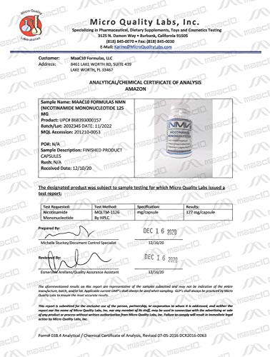 MAAC10 NMN 125mg Pharmaceutical Grade Supplement - 30 Capsules - image 5