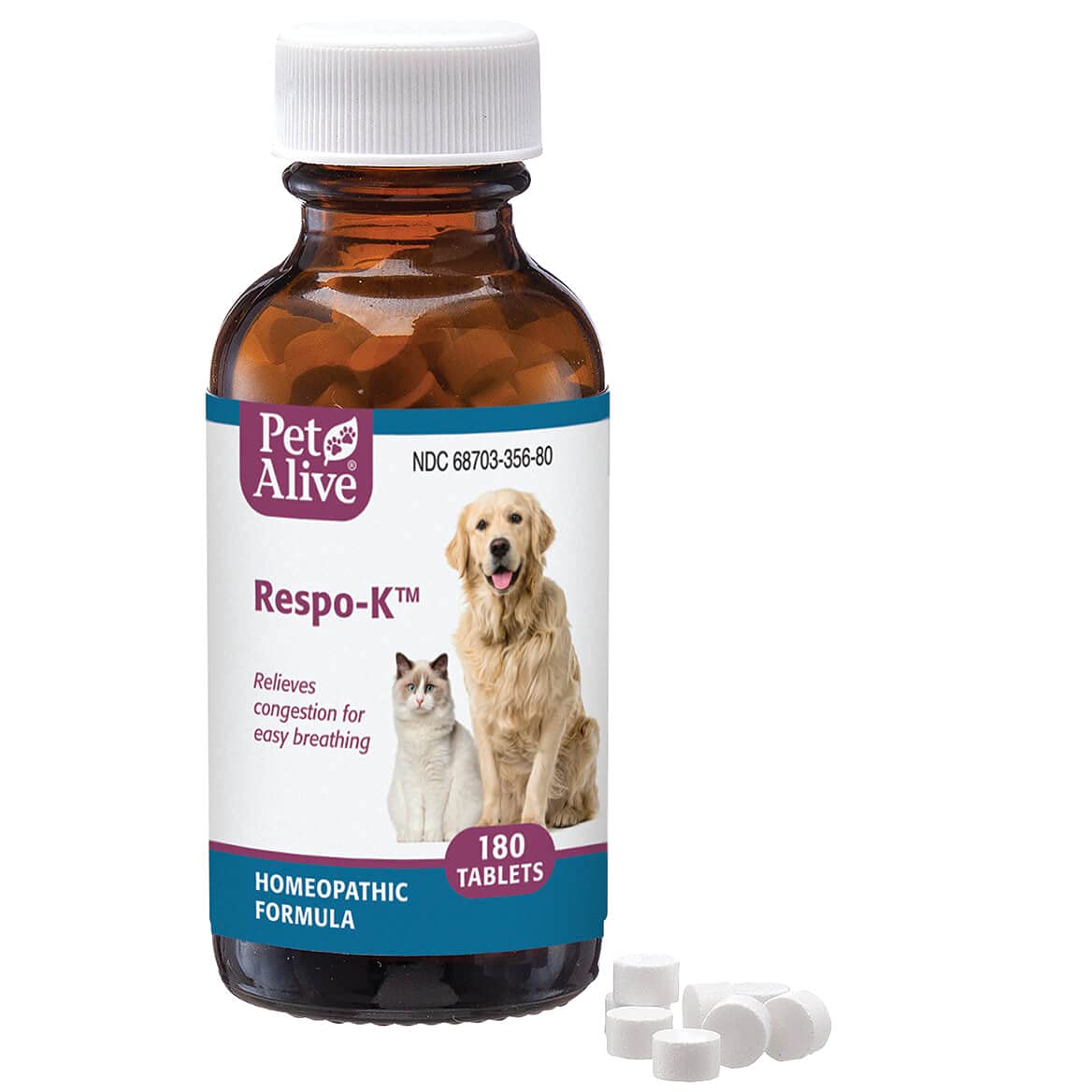 PetAlive Respo-K Homeopathic Tablets for Pet Respiratory - 180 Tablets - image 2