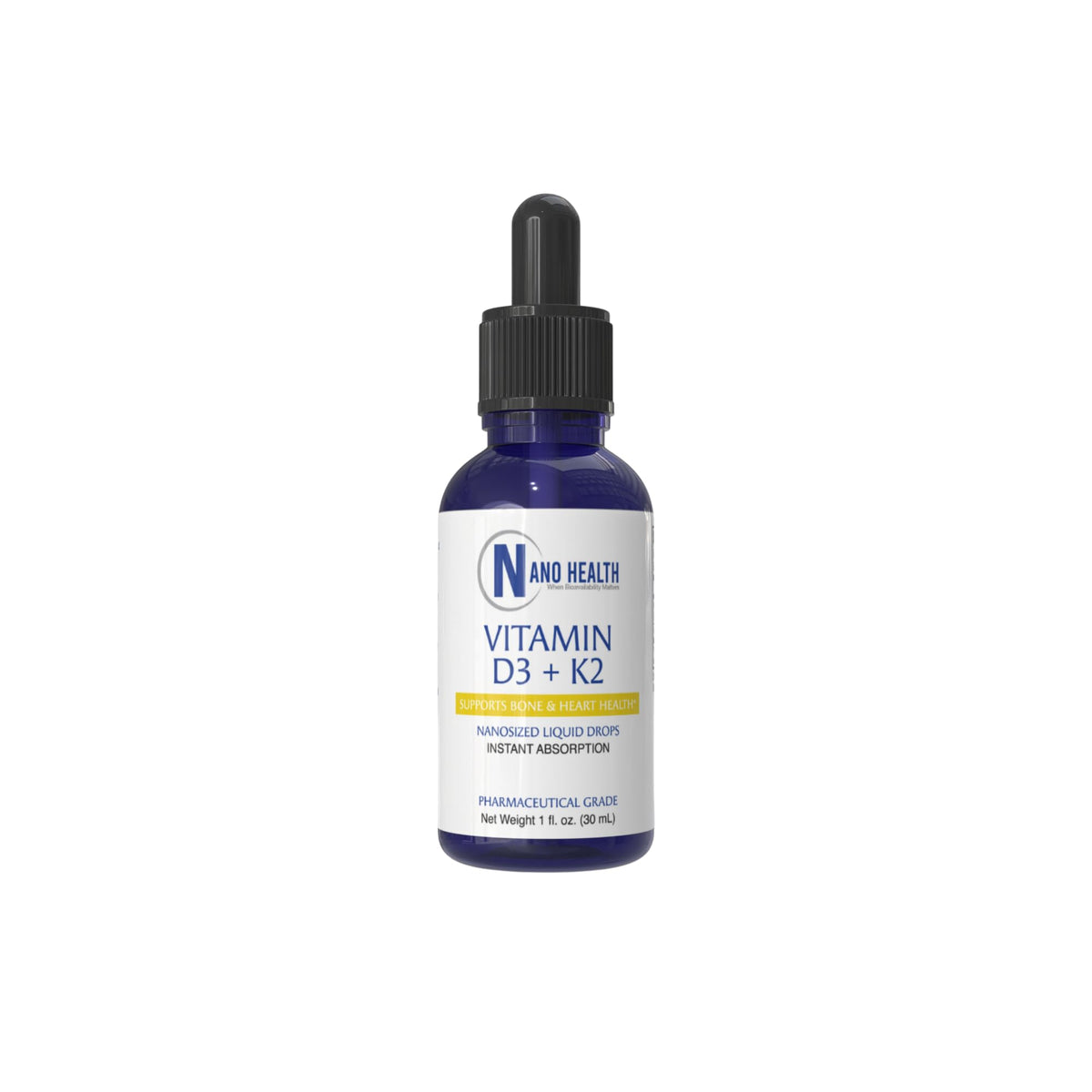 Nanoceutical Solutions Vitamin D3 + K2 Liquid Drops - 30 Servings