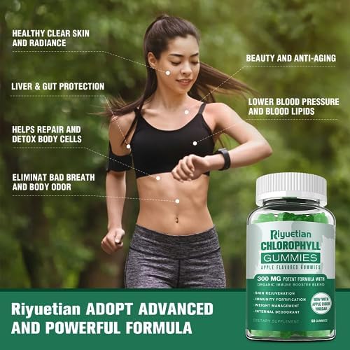 Riyuetian Sugar Free Chlorophyll Gummies with ACV & Vitamin C - 120 Gummies - image 3