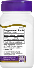 21st Century Lutein 20 mg Softgels - 180 Count - image 2