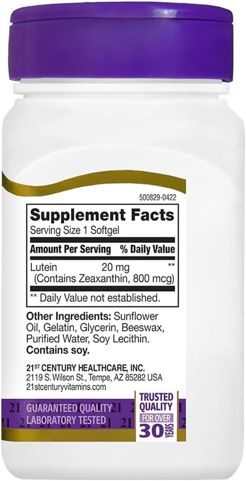 21st Century Lutein 20 mg Softgels - 180 Count - image 2