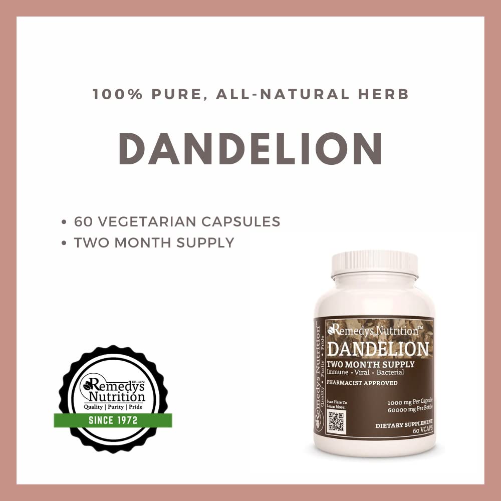 Remedy's Nutrition Dandelion Root 1000 mg - 60 Vegan Capsules - image 3