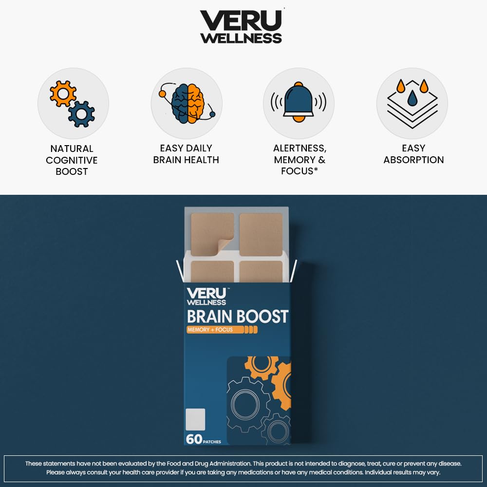 Veru Wellness Brain Boost Patches with Ginkgo & Rhodiola - 60 Count - image 2