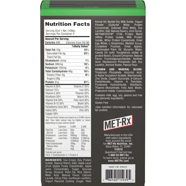 Met-Rx Big100 Protein Bar Colossal Crispy Apple Pie - 9 Bars - image 4