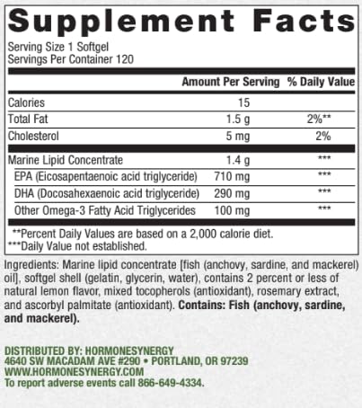 HormoneSynergy OmegaSynergy EPA-DHA 1000 mg Omega-3 - 120 Softgels - image 4