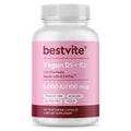 BESTVITE Vegan Vitamin D3 5000 IU + Vitamin K2 MK-7 - 120 Capsules
